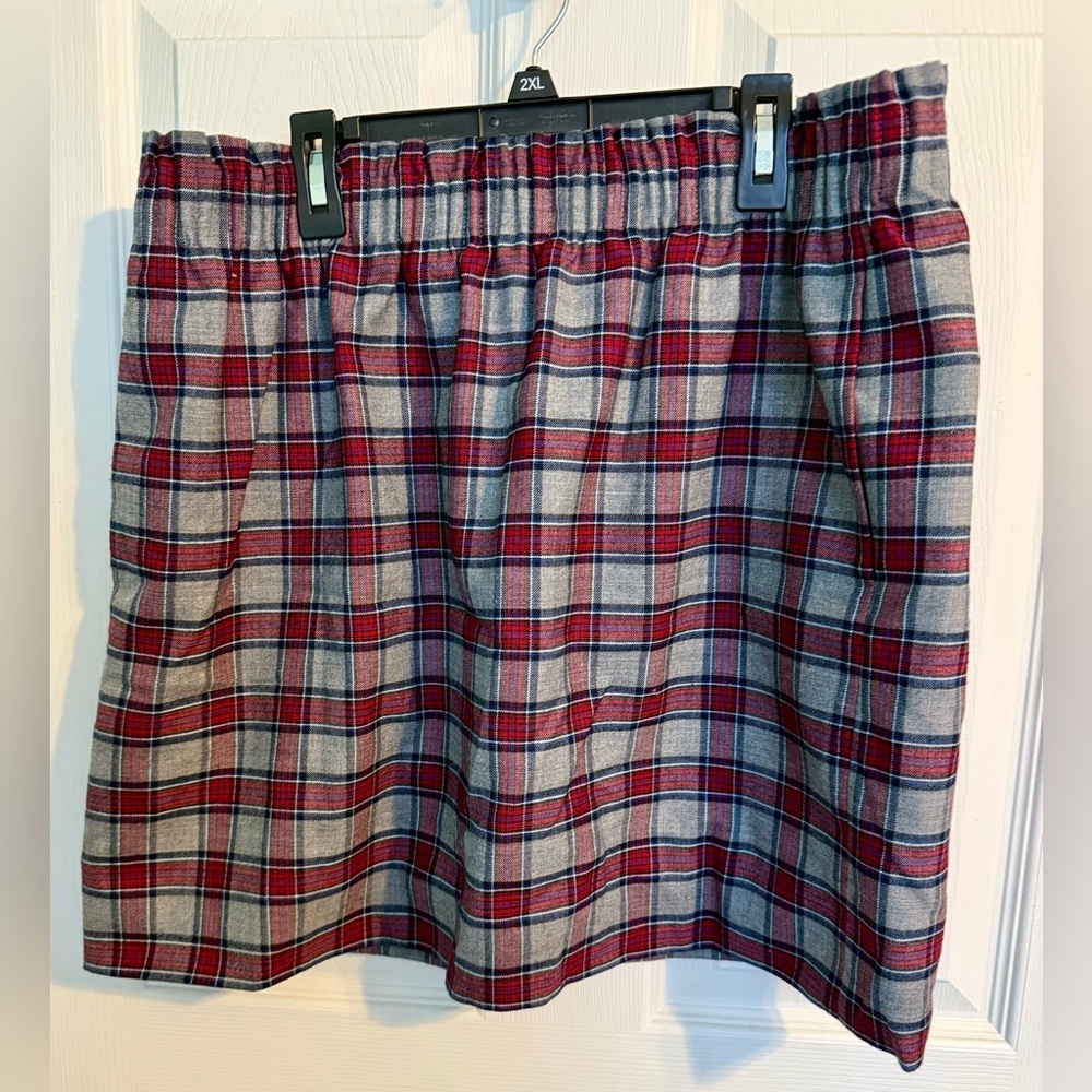 .Crew Factory City Mini Wool Red Plaid Skirt Size 12 EUC!!
